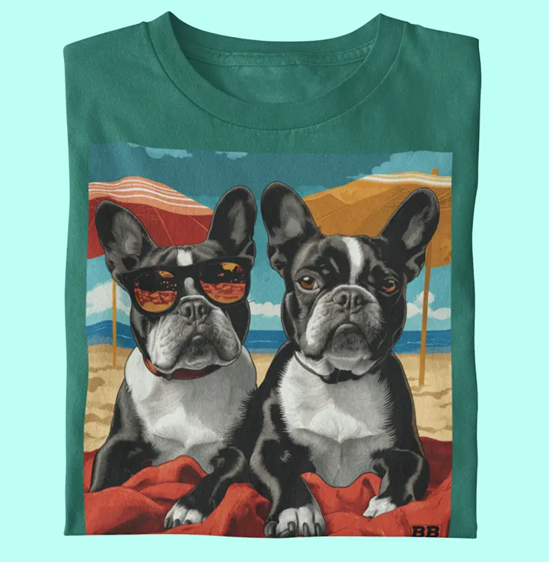 Camiseta Bulldog Frances "Dia de Praia"