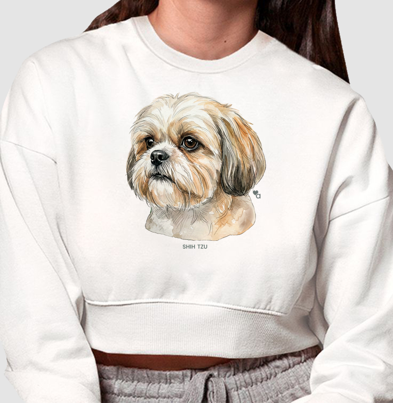 Cães - Shih Tzu - Moletom Cropped