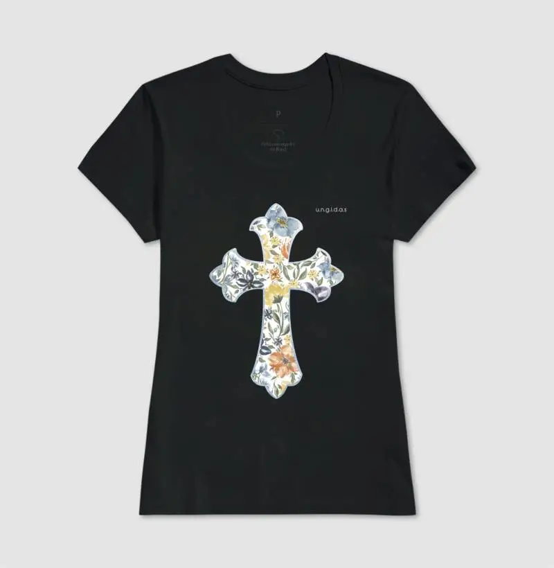 Cruz de Flores Coloridas em Fundo Escuro