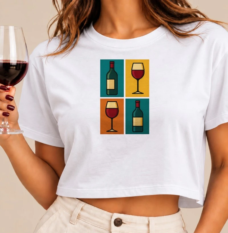Camiseta Cropped Pop Art do Vinho - Cropped
