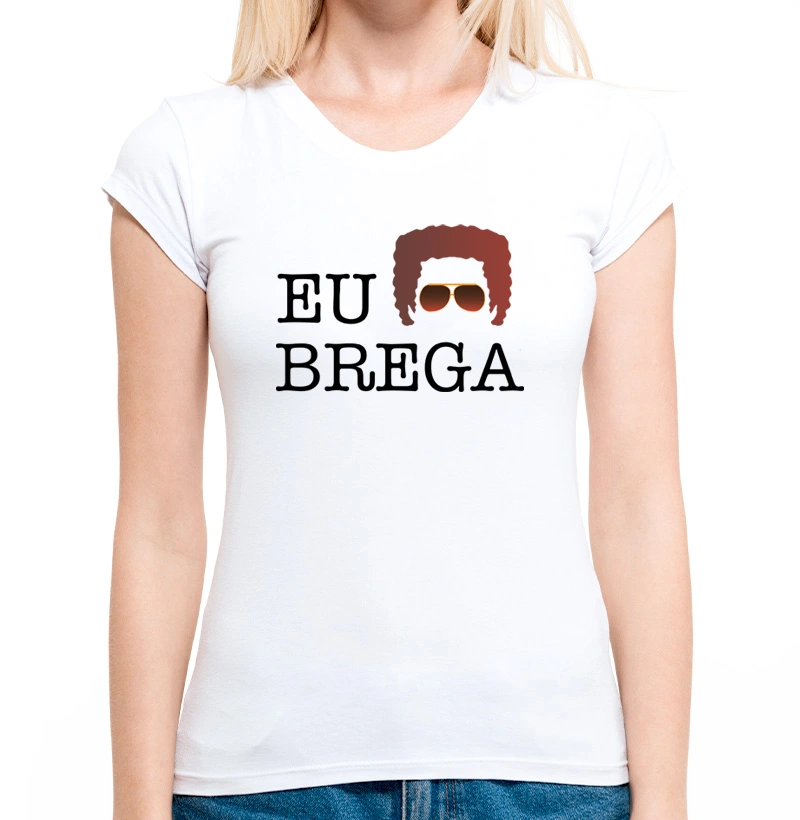 Camiseta Feminina "Eu RR Brega" Branca/Cinza