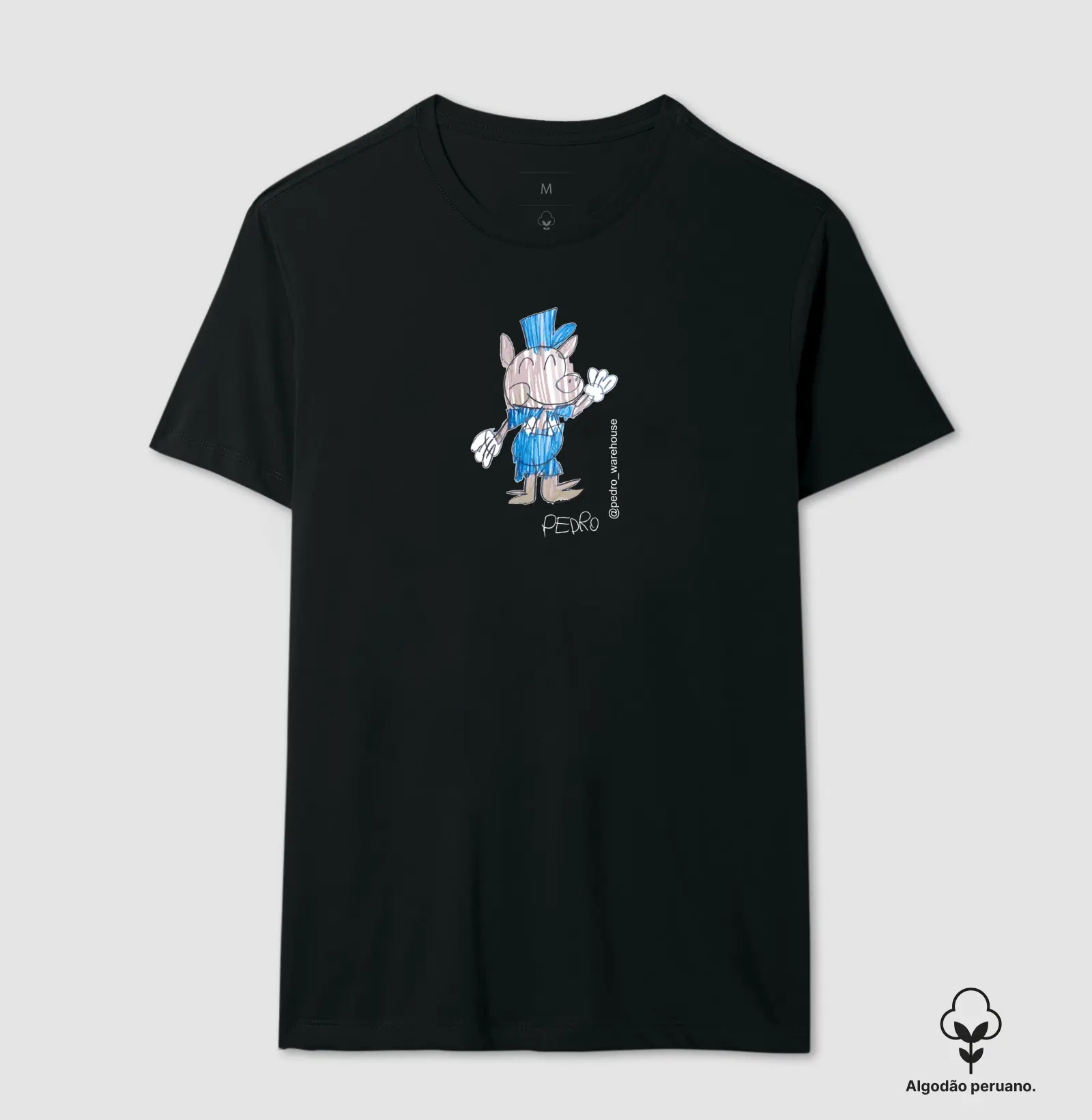 CAMISETA PREMIUM ALGODÃO PERUANO - PORCO TIJOLINHO