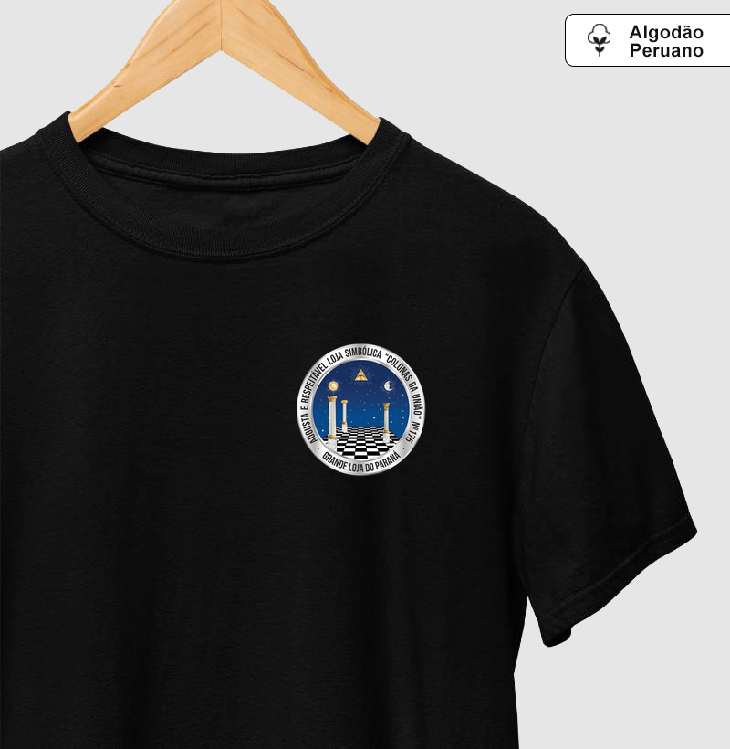 Camiseta Algodão Peruano Personalizada ARLS Colunas da União Nº175 - Mr. GADU