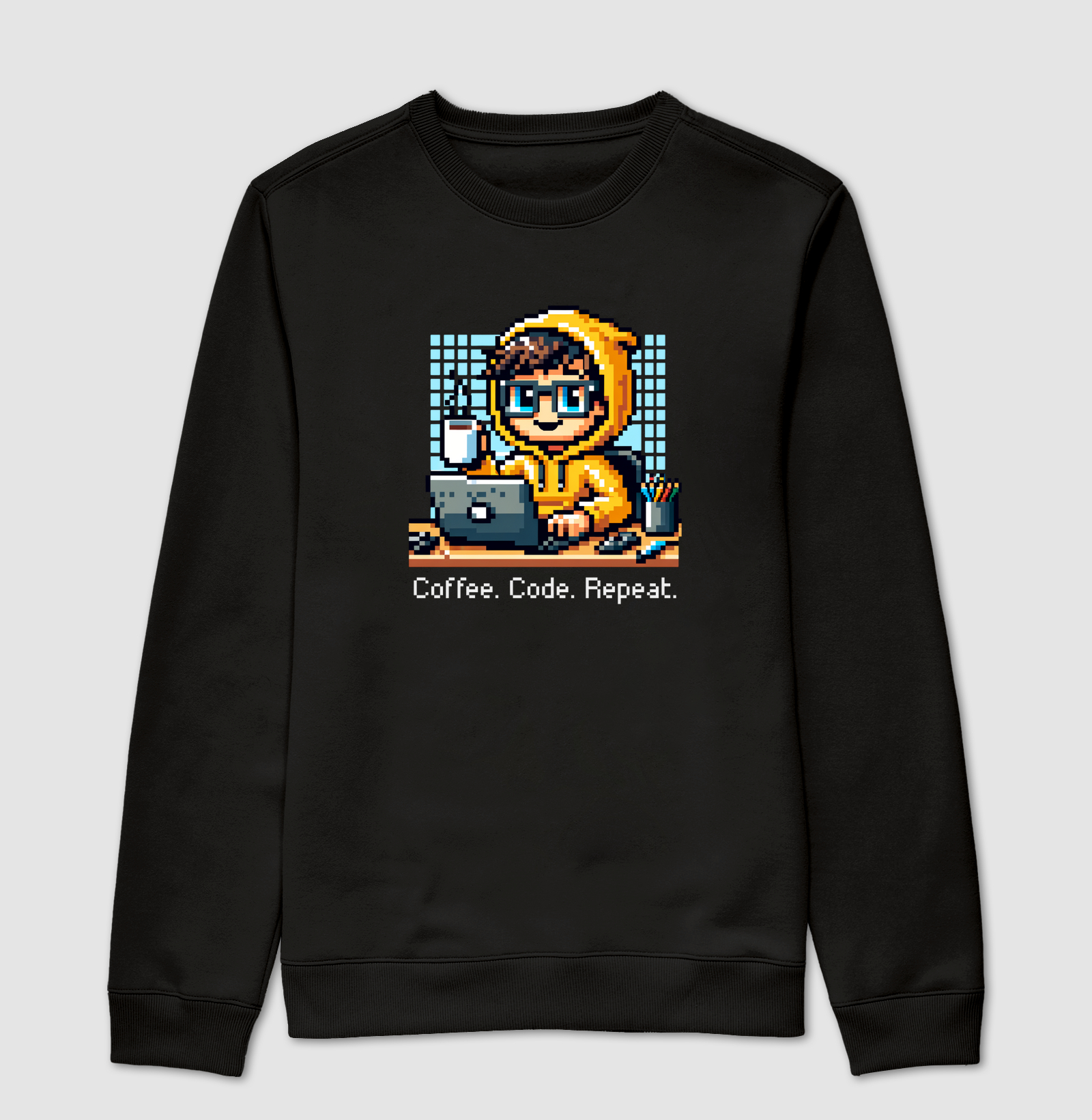 “Coffee. Code. Repeat.” – Pixel Dev Edition