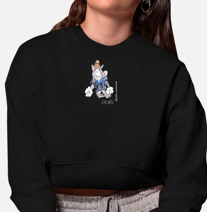 MOLETOM CROPPED - PORCO PALHINHA