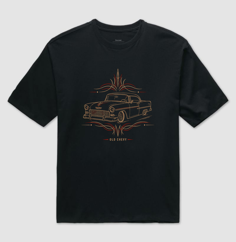 Pinstriped '55 | Fine Lines - Old Chevy - Camiseta Oversized