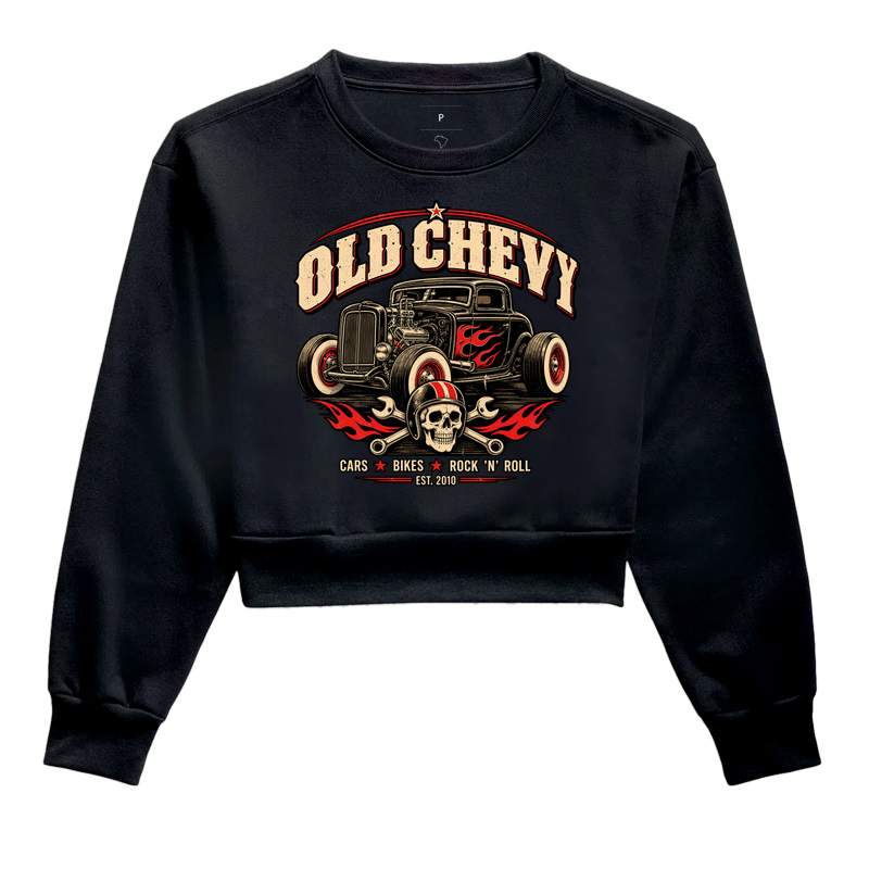 Hot Rod Reaper | Road Rebels - Old Chevy - Cropped Moletom