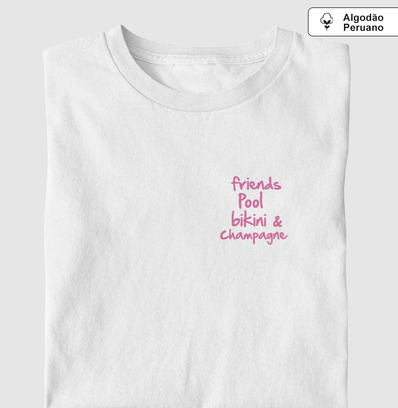 Friends, pool, bikini & champagne