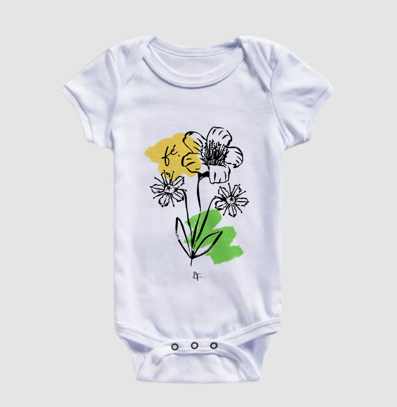 Fé com flores - Body Infantil
