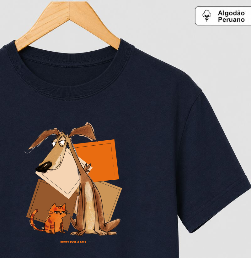 Cachorro e gato com fundo de quadrados