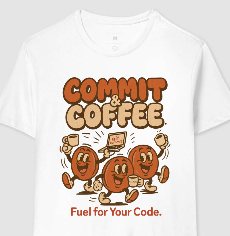 Camiseta Commit & Coffee – Fuel for Your Code