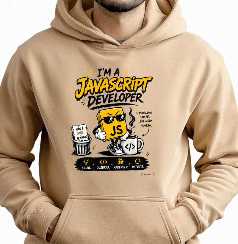 Moletom JavaScript Developer — Não é Bug, É Feature