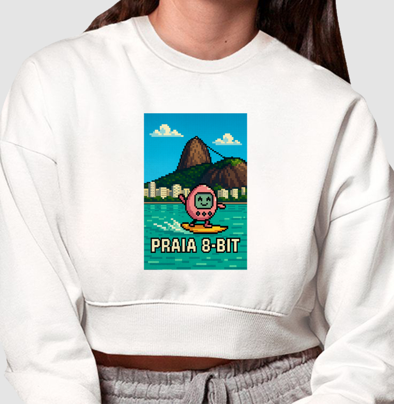 Cropped Moletom Nerd Praia 8Bit