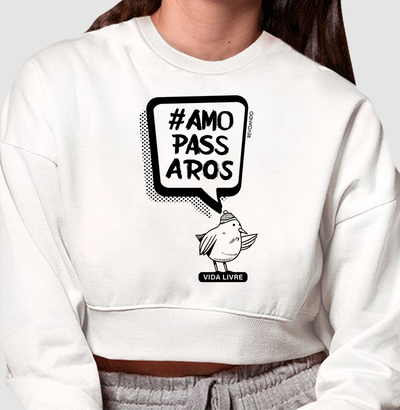 Aves em Texto - Bird de toca - Moletom Cropped