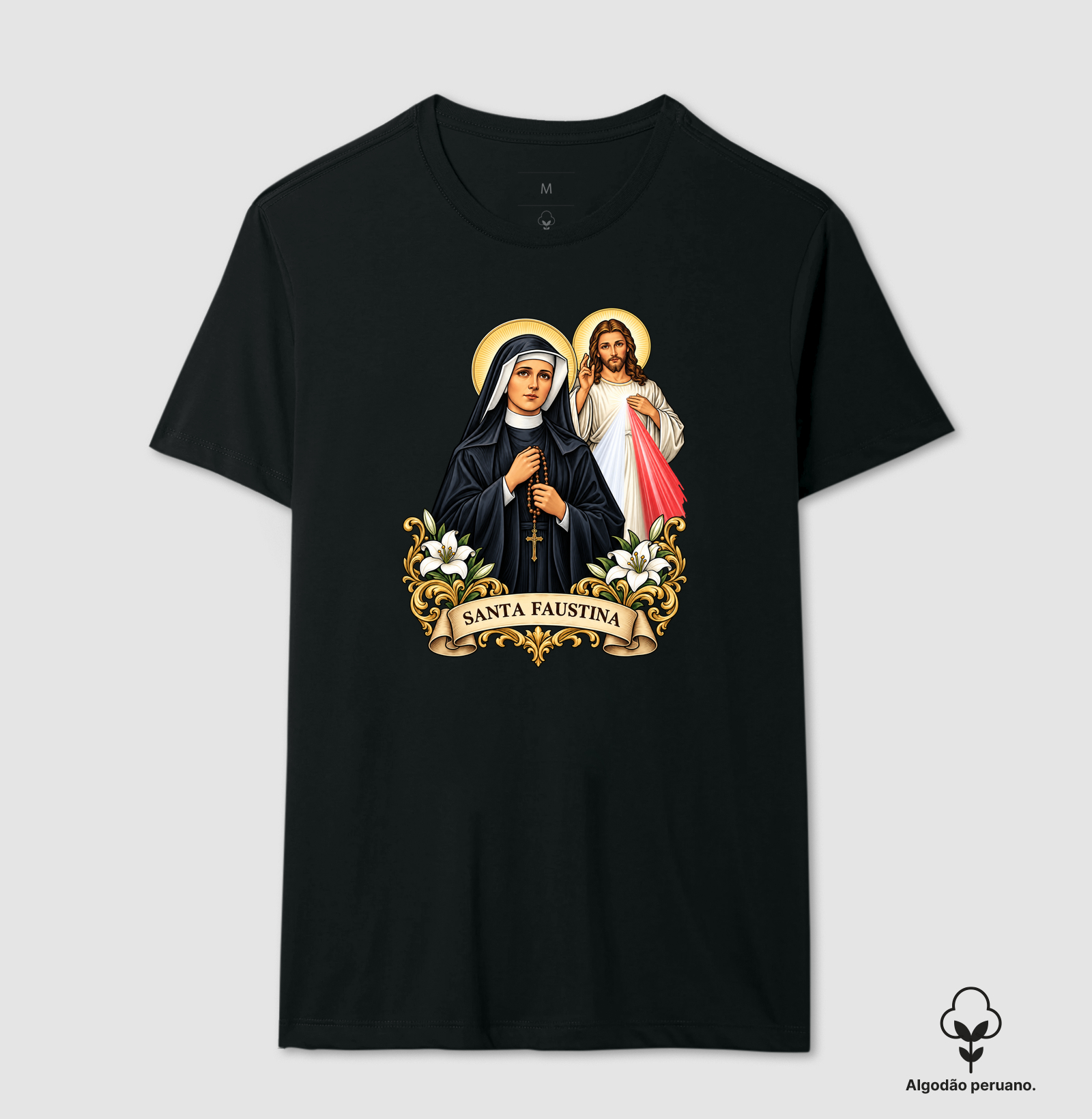 Santa Faustina - Camiseta Algodão Peruano