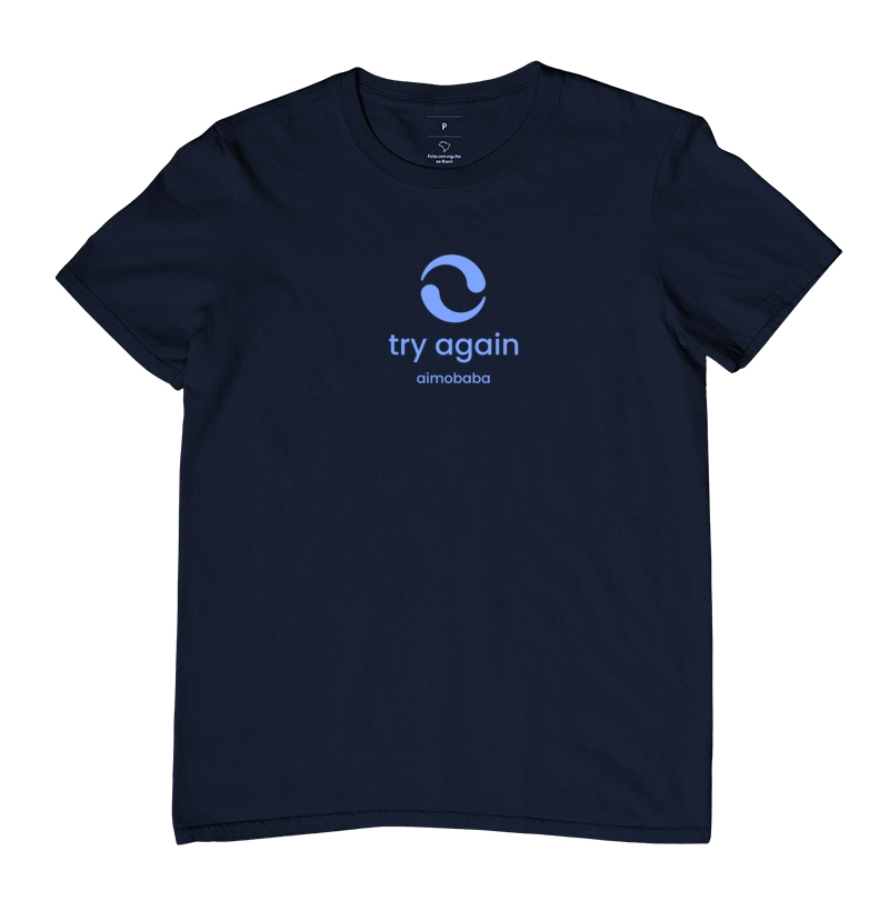 Camiseta Aimobaba Try Again masculina azul marinho