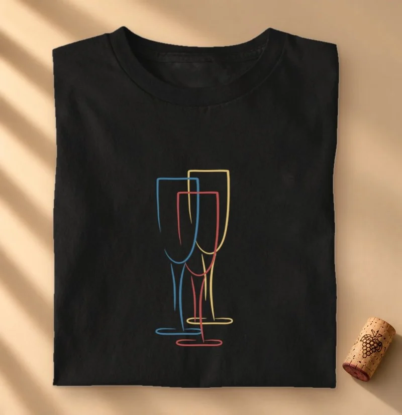Camiseta Vinho - Taças Minimalistas
