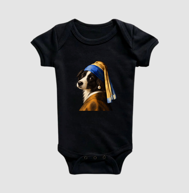 Moça De Brinco de Pérola Canina - Body Infantil