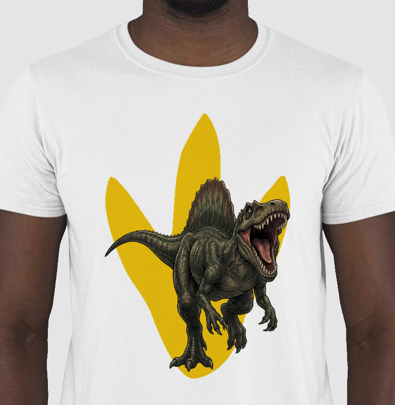 Camiseta Dinossauro Espinossauro Furioso Algodão Premium Dinoloco