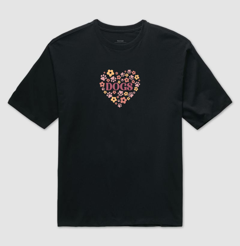 Camiseta Oversized Coração Cachorro
