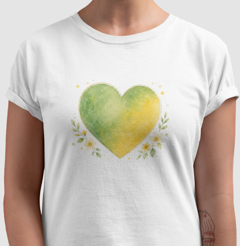 Camiseta Unissex AROUA — Amor em Verde e Amarelo | Cartas para a Copa | Unissex | Algodão Penteado 30.1