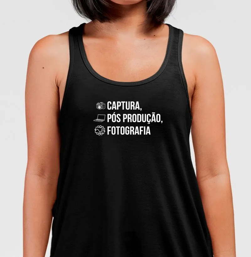 Camiseta regata captura, pós produção, fotografia