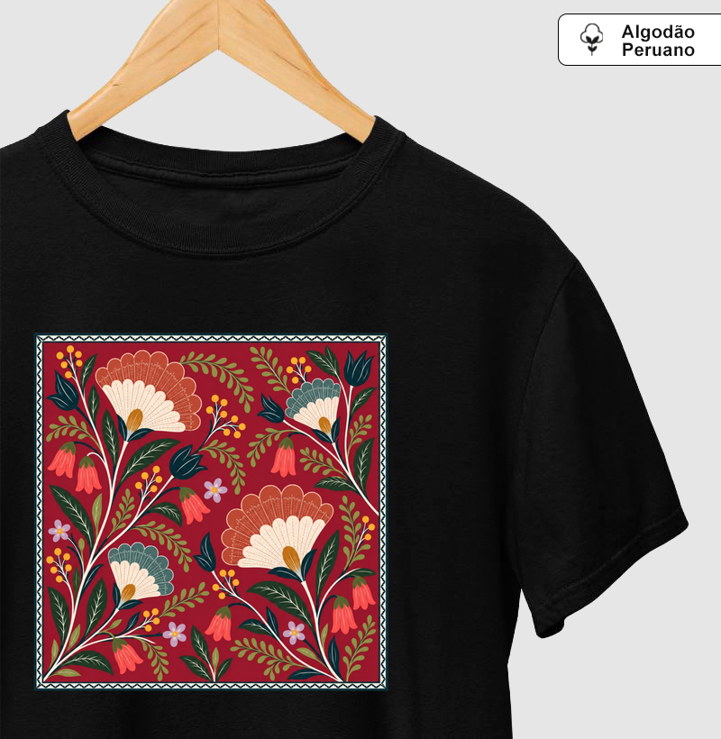 Ramos de Carmim Algodão Peruano - Camiseta Algodão Peruano