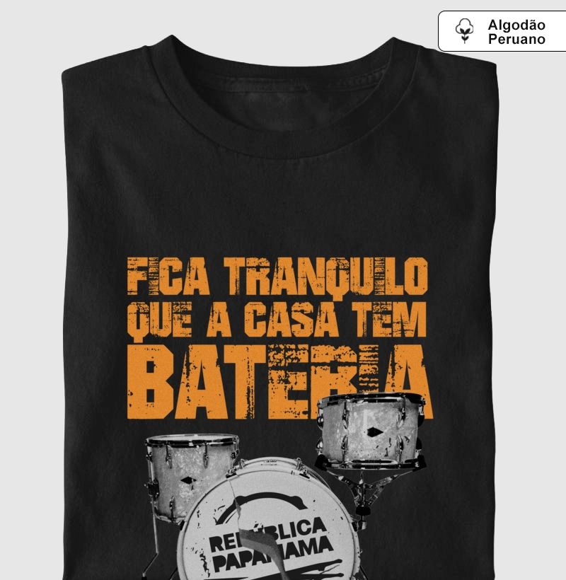 Fica tranquilo que a casa tem bateria (preta e laranja)