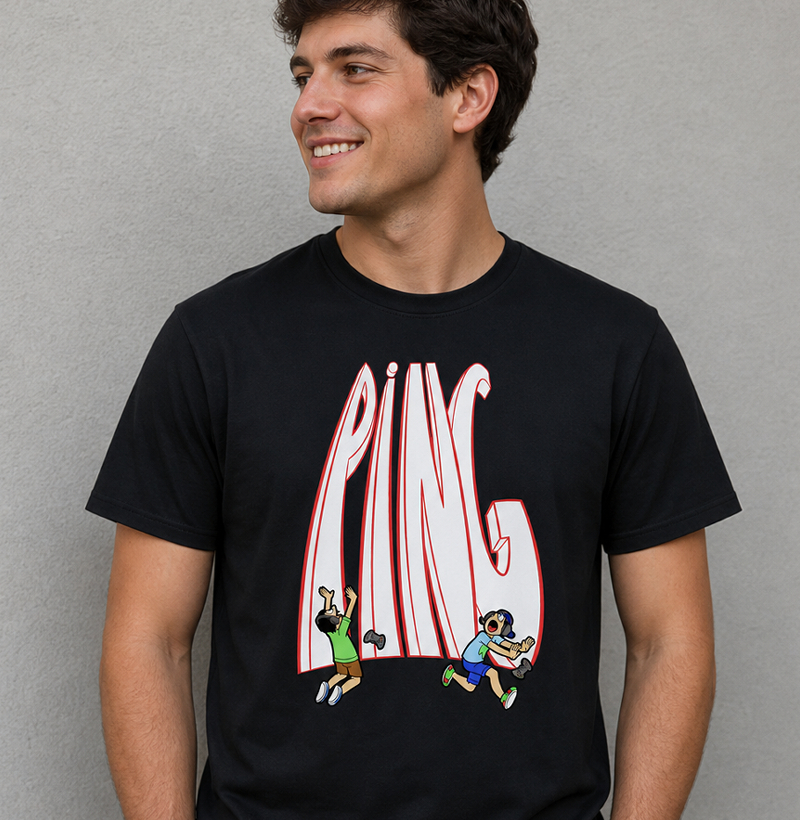 Camiseta Gamer: "A fuga do Ping alto"