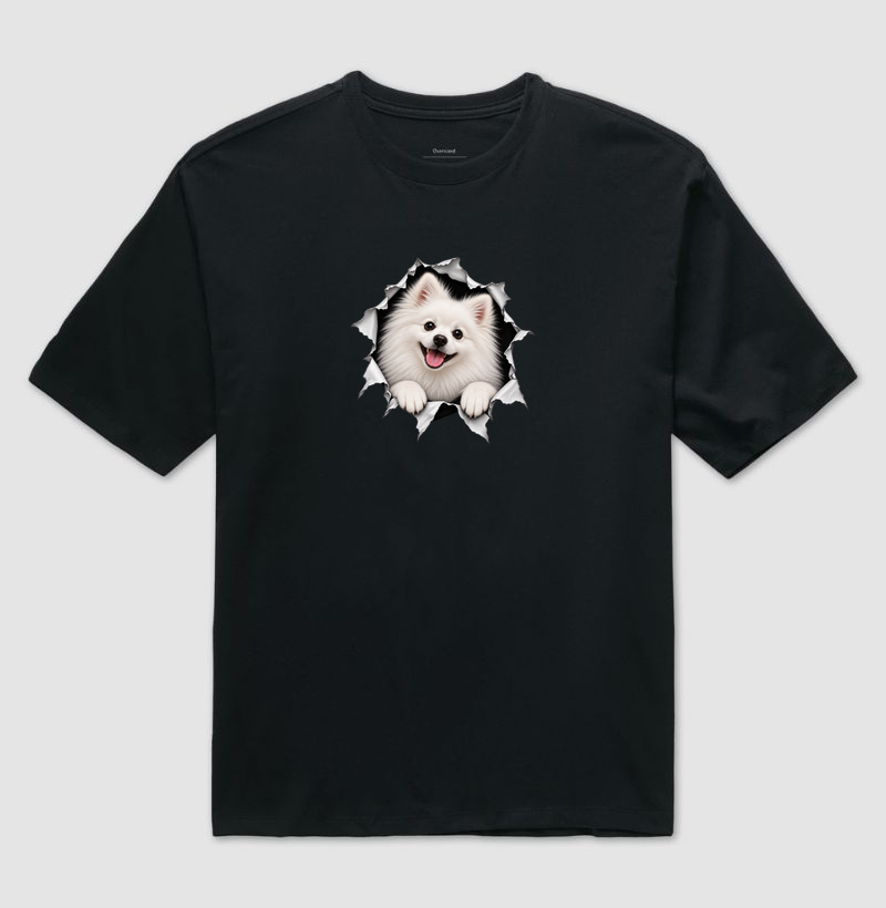 Pomerânia (Spitz Alemão) Saindo da Camisa - Camiseta Oversized