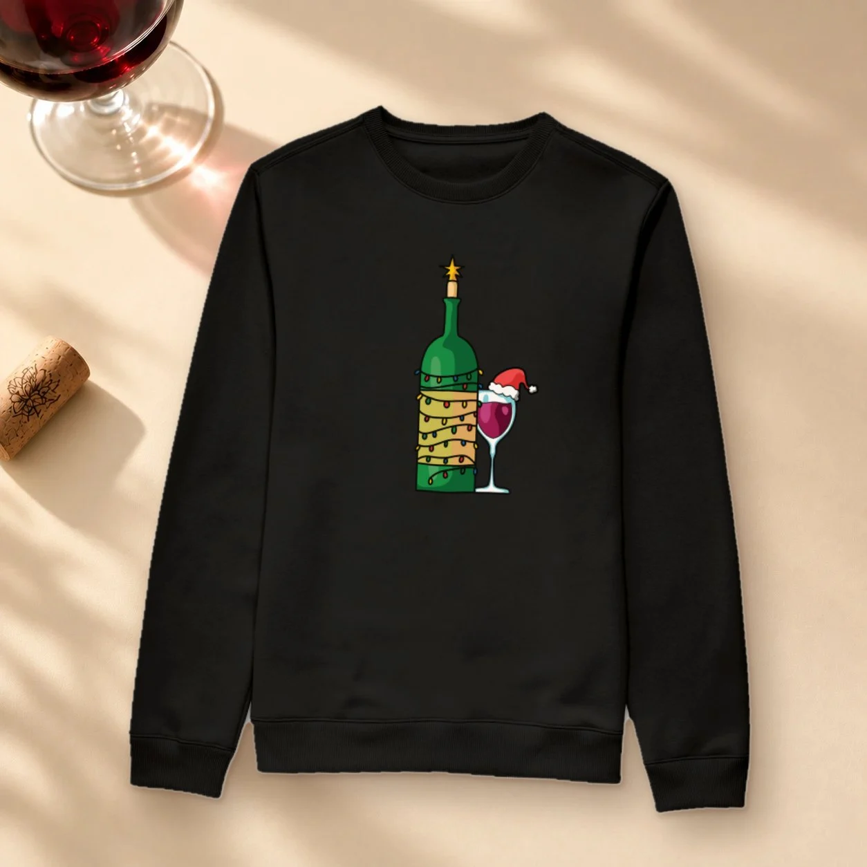 Camiseta Natal com Vinho - Suéter Moletom