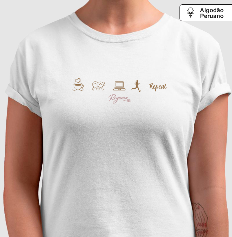 Camiseta Feminina de Algodão Peruano Tênis "Mãe Atleta" - Mãe e Filha