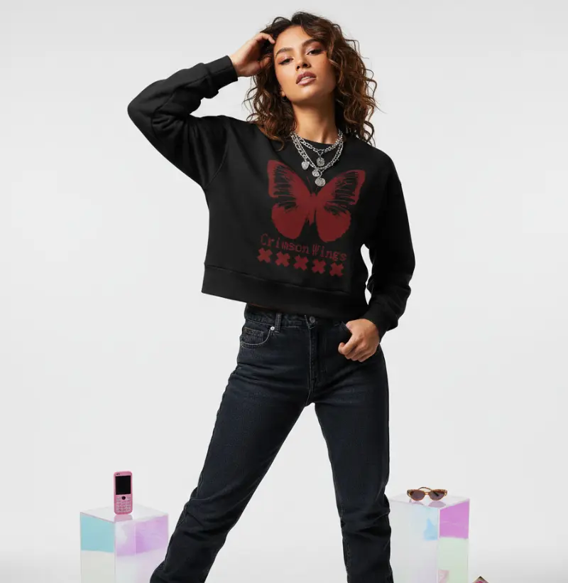 Cami Cropped Moletom — Crimson Wings