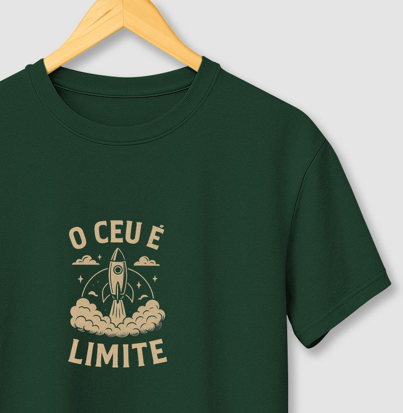 Camiseta O céu é o limite!  Coleção Música. Masculina e Feminina. Algodão Premium.