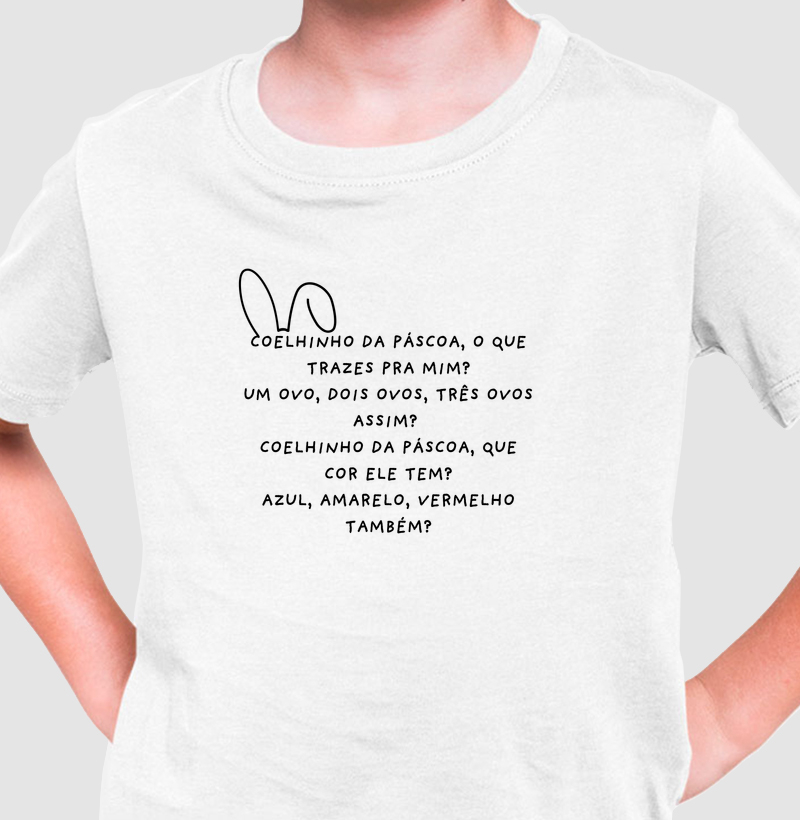 Camiseta Infantil Coelhinho da Páscoa ´Letras Pretas