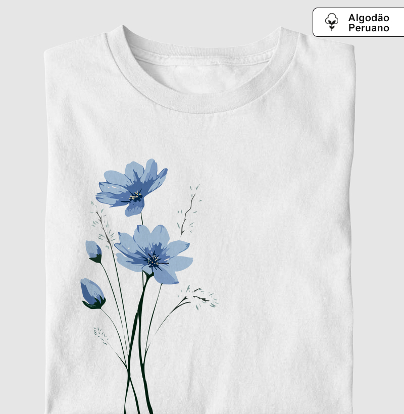 Flores Azuis 01 - Algodão Peruano