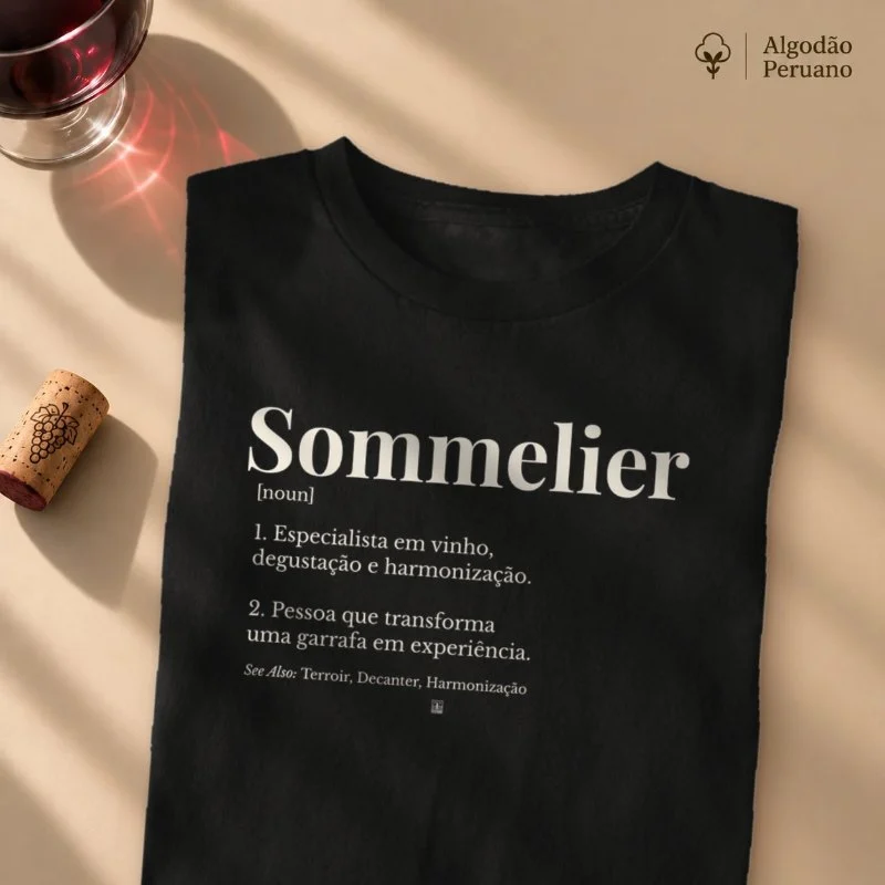 Camiseta Sommelier — Wine Dictionary - Camiseta Algodão Peruano