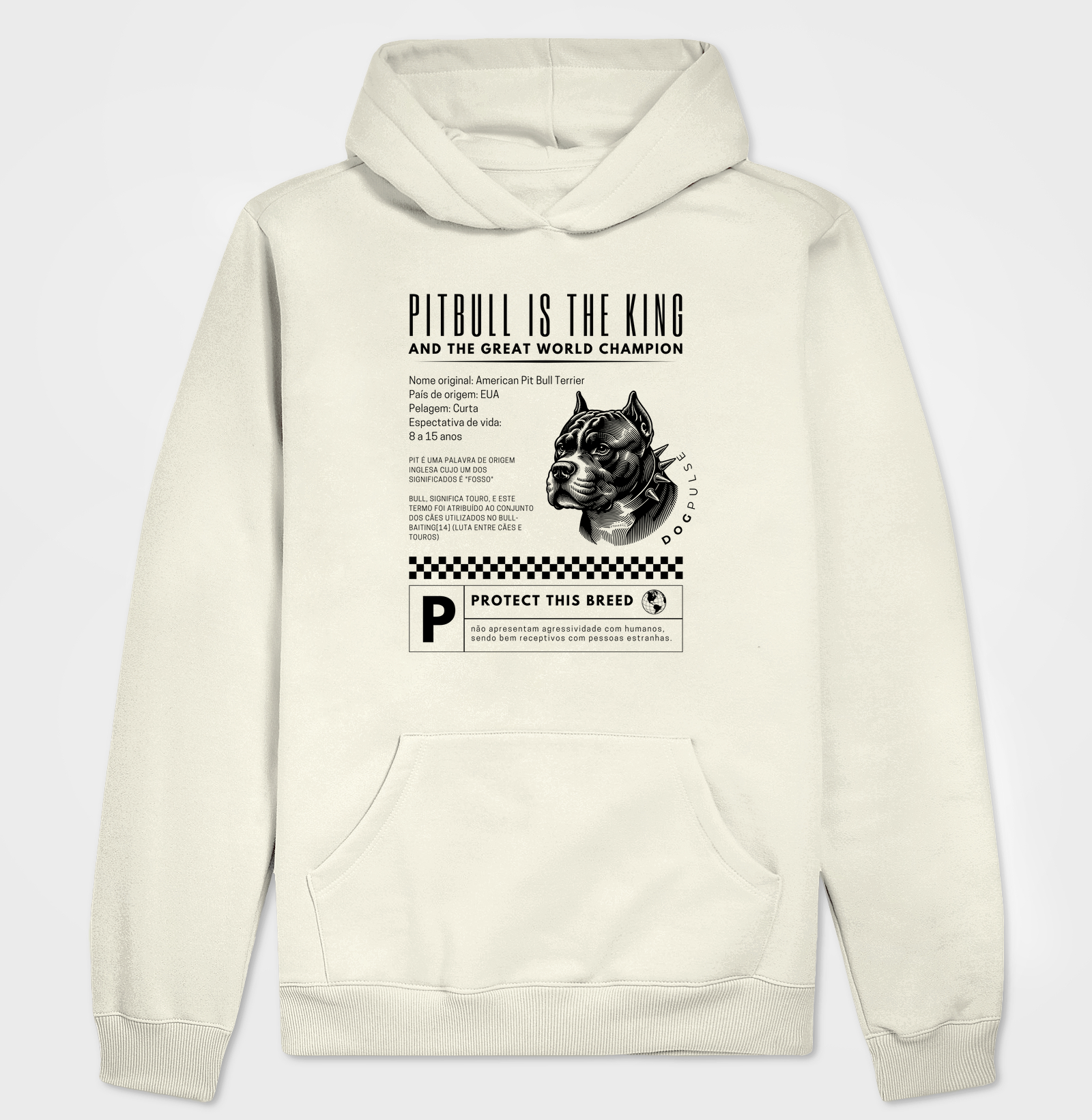 Hoodie Moletom Dog Pulse Pitbull Is The King – Royal Strength
