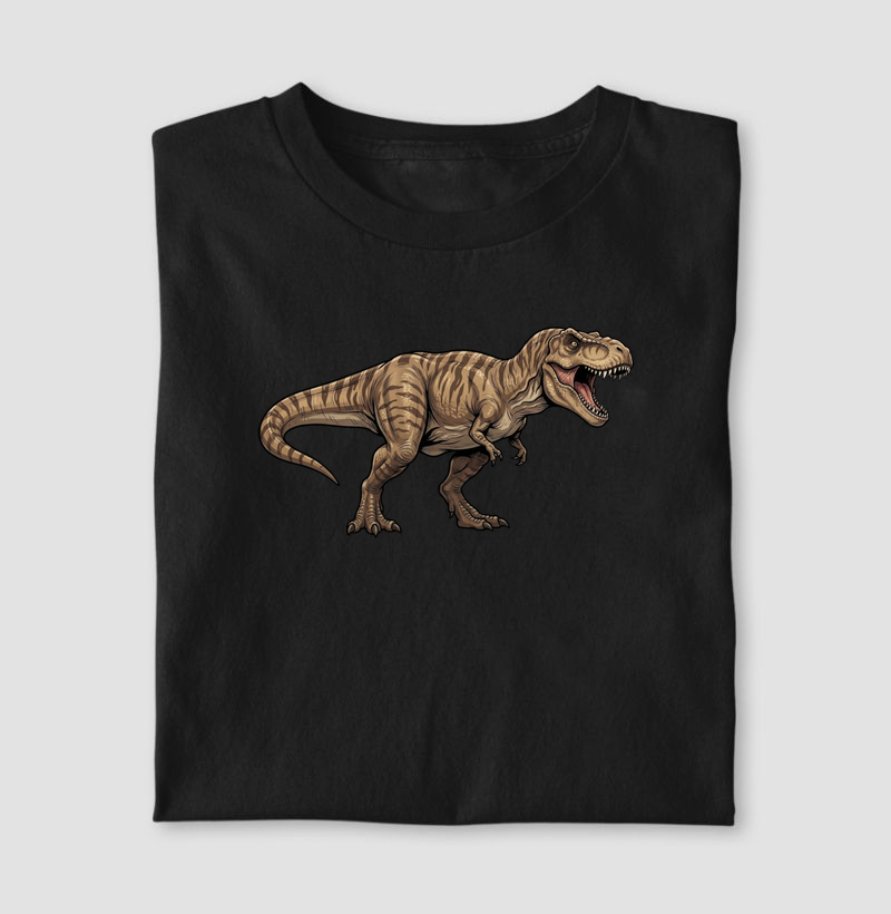 Camisa Algodão Estampada Dinossauro T-rex Imponente Premium Dinoloco