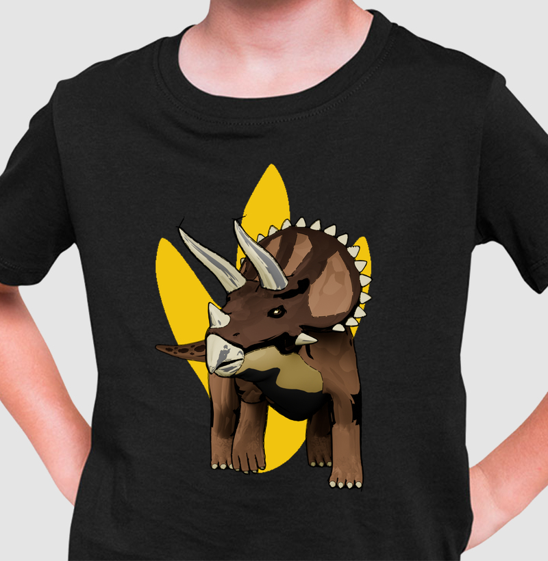 Camisa Algodão Estampada Dinossauro Triceratops Premium Dinoloco