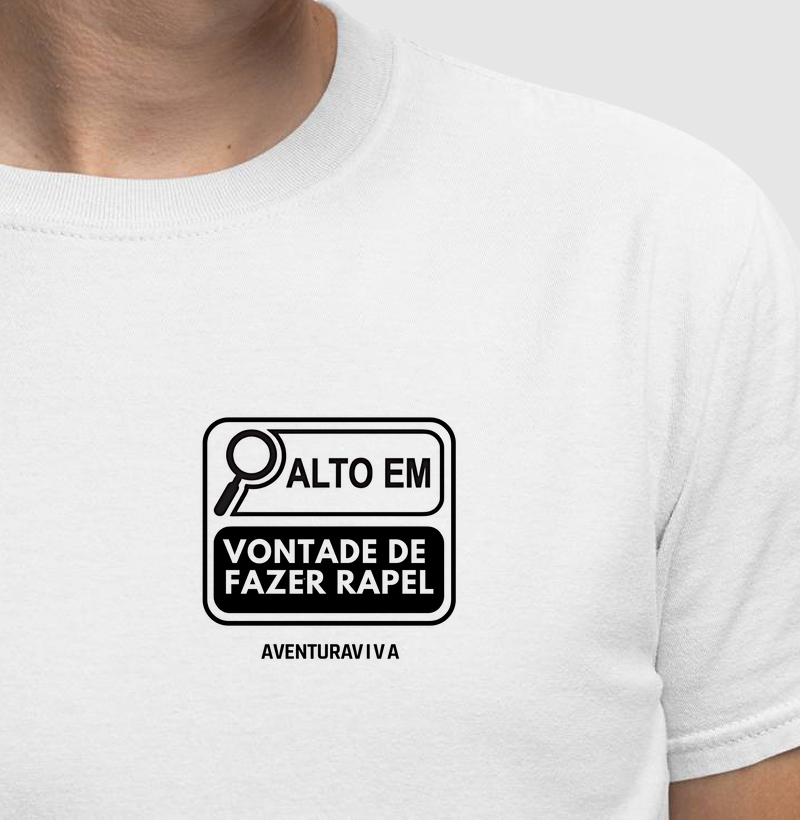 Alto em vontade de fazer rapel