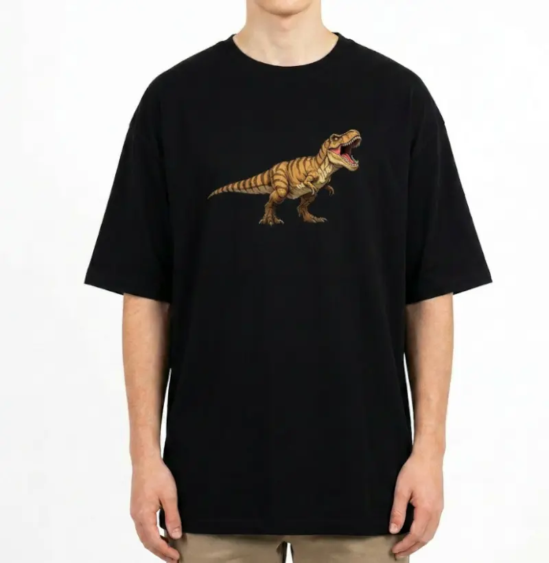 Camiseta Dinossauro Oversized T-rex Rugido Do Rei Algodão Premium Dinoloco