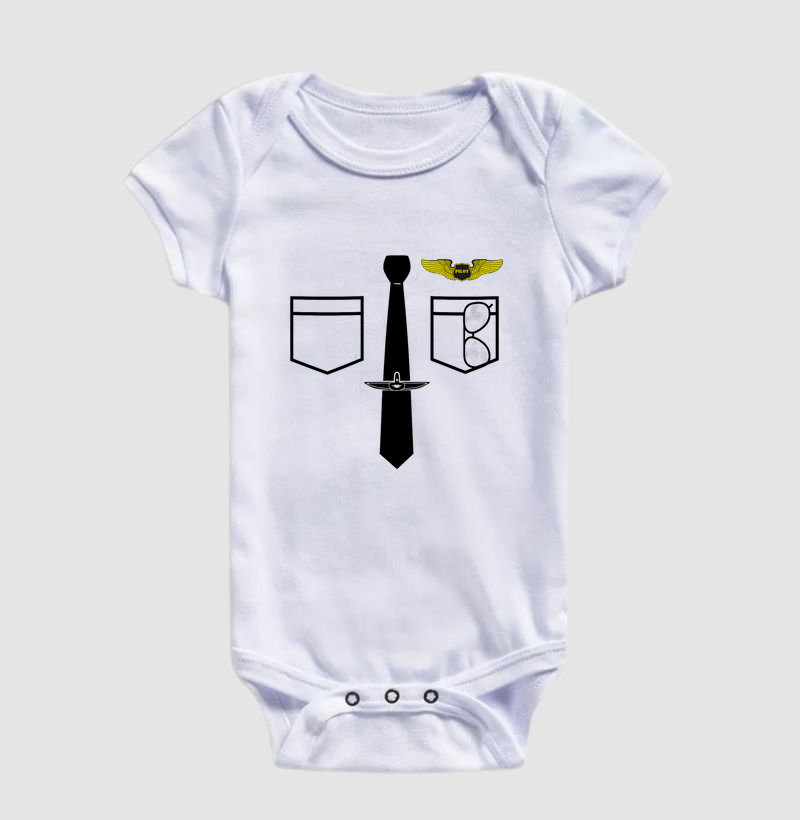 Body de Bebê Uniforme de Piloto 100% Algodão