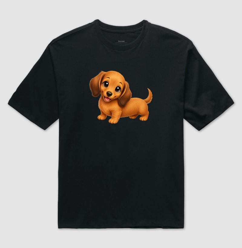 Dachshund Marrom - Desenho Animado - Camiseta Oversized