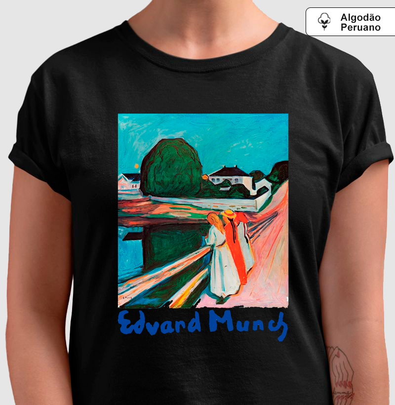 Camiseta Algodão Peruano Premium Obra De Arte Edvard Munch