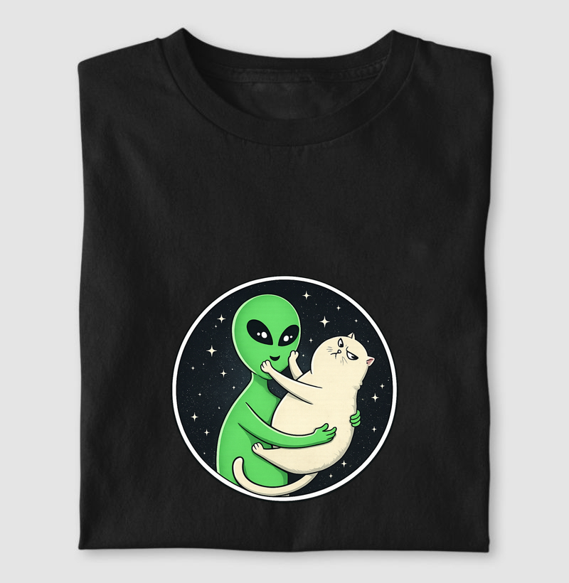 Camiseta Gatinho e Alien
