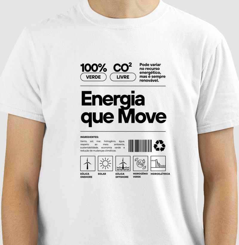 Energia que Move - Camisa Branca, Cinza e Rosa