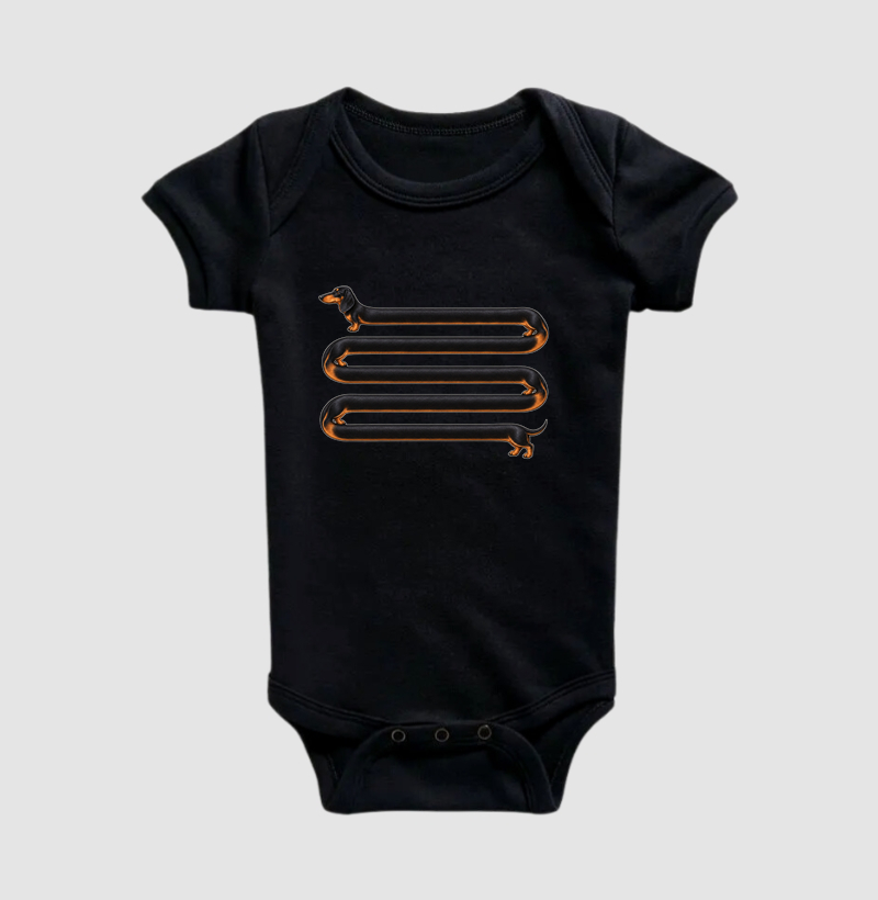 Salsicha Preto Enrolado - Body Infantil