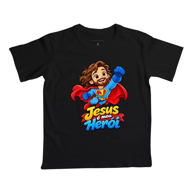 Camiseta Infantil Jesus é Meu Herói