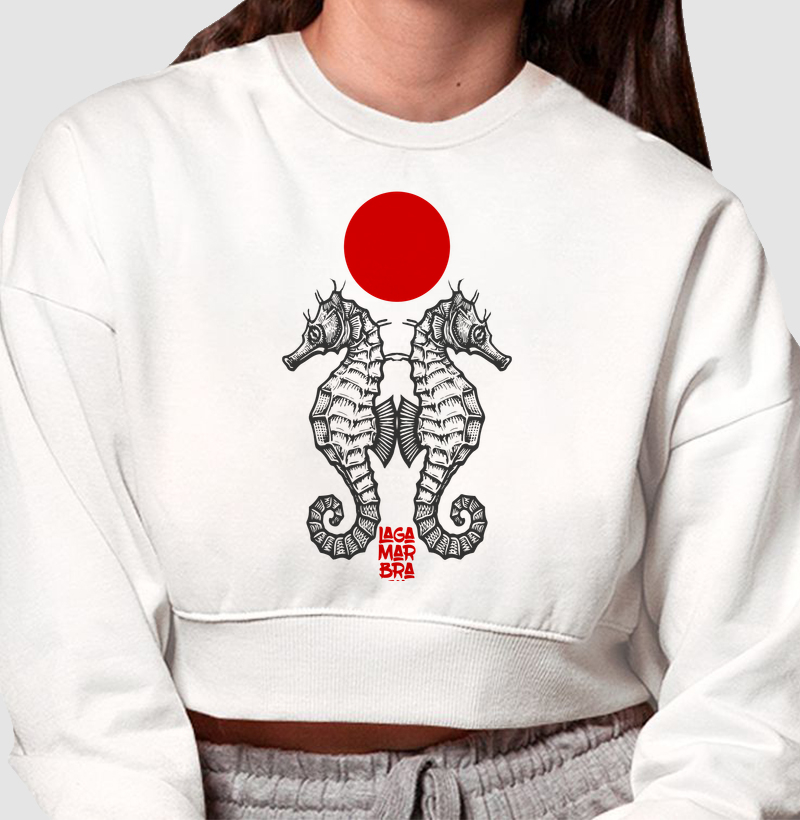 Moletom Cropped Cavalos Marinhos